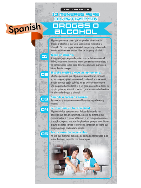 *SPANISH* Just the Facts Rack Card: 10 Ways To Have Fun Without Drugs or Alcohol