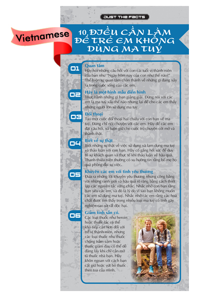 *VIETNAMESE* Just the Facts Rack Card: 10 Things To Do To Keep Kids Drug Free